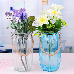 新品花瓶玻璃富贵竹透明大创意现代简约客厅干花鲜花彩色插花摆件