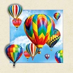 pet高清光栅5d图唯美五彩热气球风景三维立体画40*40艺术图装饰画