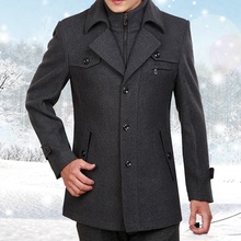 Mùa thu và mùa đông áo khoác len mới dày cho nam trong phần dài áo len nam kinh doanh quần áo trung niên Áo khoác