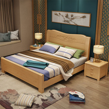 Nhà máy bán buôn đồ gỗ nội thất gỗ rắn Giường gỗ Elm 1,5 m ngăn kéo hộp cao giường đôi 1,8 m giường gỗ sồi Giường gỗ