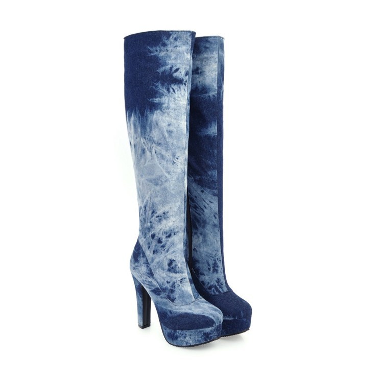 platform denim boots