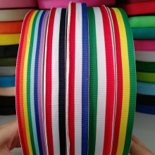 Polyester Ribbon Sọc Sọc Trolor Đen Đỏ Trắng Xanh Navy Blue Rainbow Edge Band Huy chương Tùy chỉnh Ruy băng