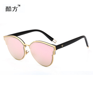 酷方品牌2017新款时尚太阳镜 圆形猫眼墨镜 网红同款女士太阳眼镜