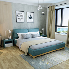 Giường vải đơn giản hiện đại có thể giặt và giặt được Giường vải Bắc Âu 1.8 Tấm thảm phòng ngủ chính lưu trữ giường cưới đôi mềm gói giường Giường vải