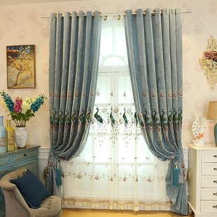 厂家供应欧式绒布绣花窗帘 现代简约窗帘布 定做客厅成品窗帘