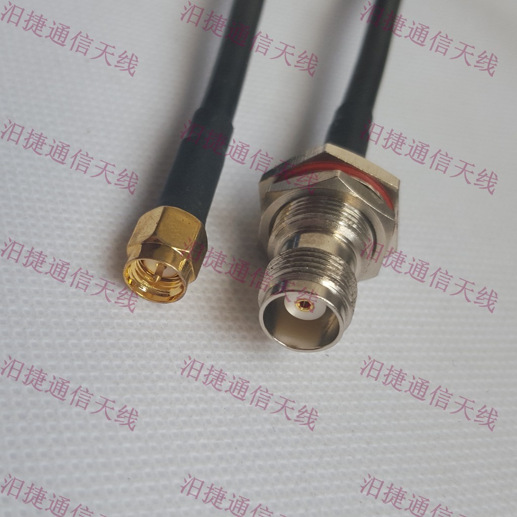tnc/sma转接线射频天线延长馈线rg58u白色50-3全铜线tnc母转sma公