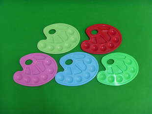厂家直销环保PP塑料23cm长六眼鱼形10格专业美术绘画调色盘