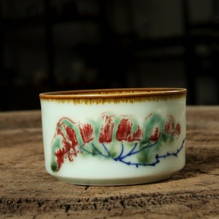 功夫茶杯零配件批发 小杯子杯盏陶瓷 手绘青花瓷釉里红茶碗普洱杯