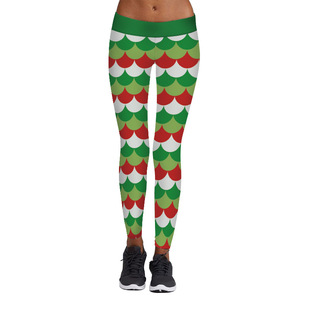 亚马逊爆款鳞片数码印花运动裤 圣诞节女装瑜伽裤 紧身显瘦健身裤