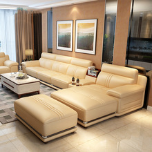 Nhà máy trực tiếp sofa da đầu lớp vàng da phòng khách giải trí da nghệ thuật sofa góc kết hợp sofa da cung cấp đặc biệt Sofa da nghệ thuật