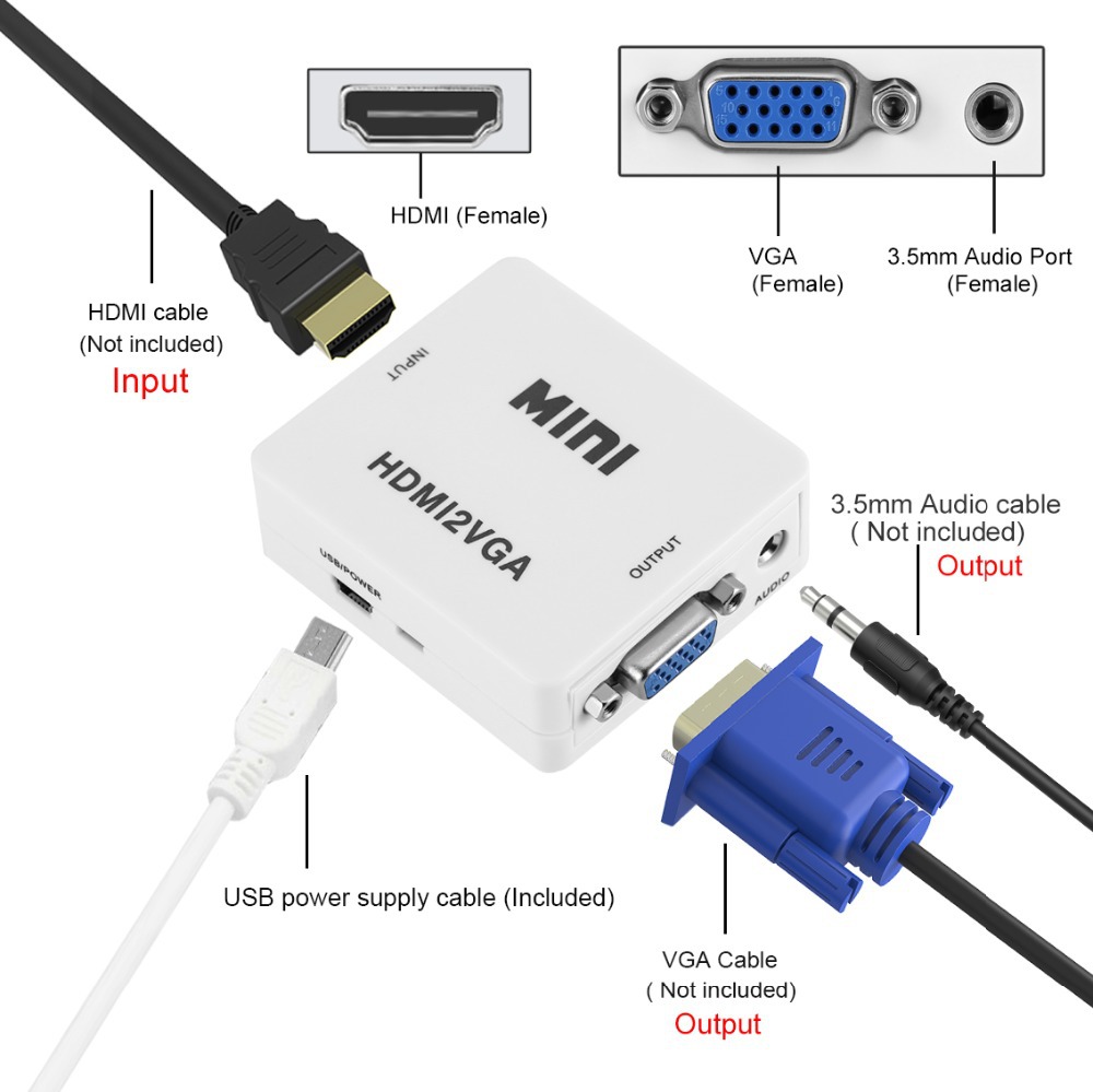 lg05 高清hdmi转vga 转换器视频线接线mini hdmi2vga