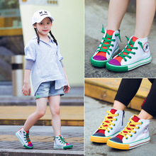 Bán buôn giày trẻ em Opoee 2019 mùa xuân nam và nữ giày trẻ em Phiên bản màu của Hàn Quốc phù hợp với thời trang giúp giày vải trẻ em Giày vải trẻ em