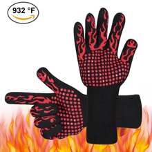 Silicone ngoại thương + aramid + găng tay chịu nhiệt bằng cotton 500 độ BBQ lửa nướng lò vi sóng Găng tay chịu nhiệt độ cao