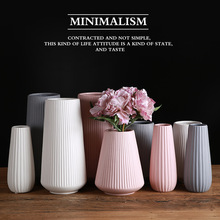 sản xuất bán buôn của bình gốm Mediterranean Scandinavian hiện đại thiết bị nhỏ gọn bột màu trắng xám trang trí hoa trong gia đình mờ Bình hoa