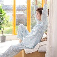 2019 cotton gạc hai lớp Baiyun gạc Thời trang tháng quần áo bà bầu đồ ngủ thiết lập một thế hệ bán buôn Bộ đồ mặt trăng