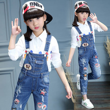 Quần áo trẻ em nữ Quần denim mặc quần yếm trẻ em thời trang lớn jumpsuit tiểu học Phiên bản Hàn Quốc của một chiếc quần Quần yếm