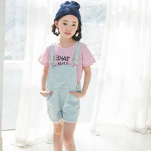 Quần trẻ em mùa hè bán buôn Phiên bản Hàn Quốc của cô gái yếm cotton denim sling quần short trực tiếp cho một thế hệ Quần yếm