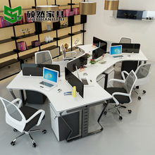 Bàn ghế văn phòng Quảng Châu đơn giản hiện đại bàn nhân viên 3 người nhân viên bàn kết hợp bàn máy tính thời trang 6 người Bàn