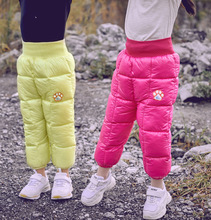 Nhà máy trực tiếp mùa thu và mùa đông trẻ em xuống quần nam và nữ trẻ em dày dày ấm eo thiết kế quần bụng Xuống quần