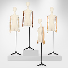 2019 mẫu mới đạo cụ cổ dài vải nữ nửa thân gỗ rắn cánh tay mô hình cửa hàng quần áo cửa sổ hiển thị đứng Đạo cụ trưng bày quần áo