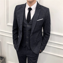 2019 phiên bản tiếng Hàn mới của người đàn ông tự tu kiểm tra bộ đồ ba mảnh phù hợp với bộ đồ nam bình thường phù hợp với chú rể Bộ đồ