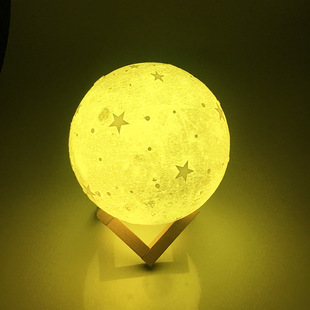 厂家直销3D打印月亮星星灯亚马逊新款星月球灯LED创意床头小夜灯