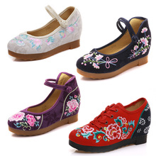 Xia Wei Fantasia Bó hoa Jacquard cotton cao gót cao gót thêu giày cao gót Giày cao