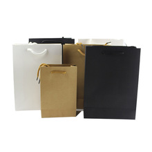 Quần áo quà tặng túi tote Nhà sản xuất tùy chỉnh thẻ đen tông trắng túi tote Túi giấy kraft có thể được in logo Túi tote