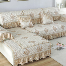 Tình yêu theo Feiou sofa đệm Four Seasons chung lanh vải trượt kết hợp của rắn da gỗ ghế sofa đệm bán buôn Đệm / sofa đệm