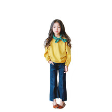 Quần jeans bé gái 2018 xuân hè phiên bản Hàn Quốc của quần bé gái lớn sừng quần jeans bố mẹ mặc thế hệ Quần jean
