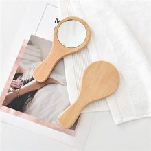 Gương cầm tay bằng gỗ du lịch mini gương cầm tay đơn giản Hàn Quốc cầm tay cầm gương bằng gỗ Lược chải tóc