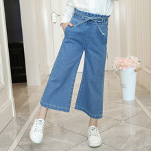 Mùa xuân 2019 trẻ em mặc quần trẻ em một thế hệ trẻ em mùa xuân và mùa thu cho trẻ em lớn quần dài Hàn Quốc phiên bản quần jeans ống rộng Quần jean