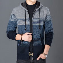 Áo len nam len mùa thu đông cộng với dây kéo nhung dày với áo len trùm đầu phiên bản Hàn Quốc của áo len thủy triều Hàng dệt kim