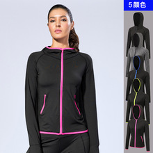 Áo khoác thể thao nữ mùa thu / mùa đông Tập thể dục Yoga Đào tạo Chạy màu sắc khóa kéo áo hoodie khô nhanh 8003 Trang phục thể hình