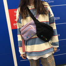 Hành lý Zanchen Hồng Kông phong cách thêu túi ngực văn học điểm dễ thương 吖 Túi đeo vai ulzzang của Nhật Bản và Hàn Quốc Ba lô Harajuku