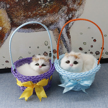 Bán buôn mô phỏng cửa hàng động vật nhỏ giỏ mèo / chó / mô hình thỏ thủ công đồ trang trí món quà sinh viên những món quà nhỏ Quà sinh viên