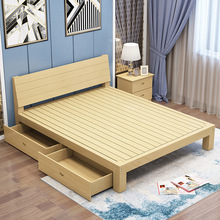 Giường gỗ trẻ em 1,8 mét giường đôi đơn 1,5 nhà cho thuê kinh tế nhà sản xuất giường gỗ thông đơn giản Giường