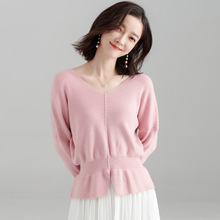 Mùa thu đông 2019 phiên bản Hàn Quốc mới của áo len dài tay áo thun rộng tay CHIC áo sơ mi ngắn tay áo len nữ Áo len nữ