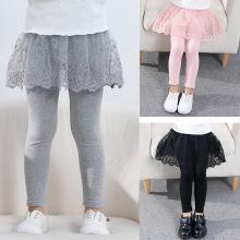 Quần bé gái giả hai mảnh quần legging cho bé mùa xuân và mùa thu quần cotton nguyên chất bên ngoài mặc quần dài 2018 thu đông Culottes