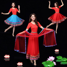 Trang phục khiêu vũ vuông Tingzimei 2018 phù hợp với mùa hè mới Shali cầu vồng Mông Cổ váy xích đu lớn Đầm nhảy vuông