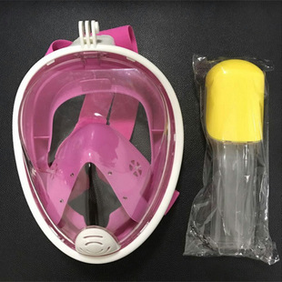 乐游游粉红潜水面罩 潜水装备gopro 全干式呼吸管游泳面具户外