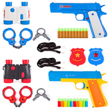 Jiayi đạn súng mềm cậu bé đồ chơi trẻ em tay đạn mềm 铐 tay người cảnh sát đặt thiết bị đồ chơi bằng nhựa Đồ chơi súng điện