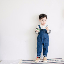 Quần jean dây đeo trẻ em Virgilkids Quần yếm denim trẻ em Hàn Quốc Quần yếm