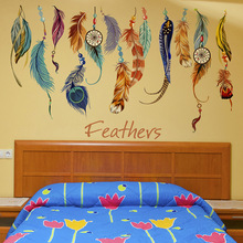 Cá nhân hóa phòng khách phòng ngủ phong cảnh nghệ thuật trang trí nền dán tự dính tường dán Feathers may mắn lông Nhãn dán tường