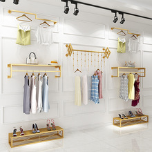 Vàng treo trên tường treo quần áo trưng bày cửa hàng đơn giản phụ nữ cửa hàng quần áo kệ trưng bày giá treo quần áo giá treo Đạo cụ trưng bày quần áo