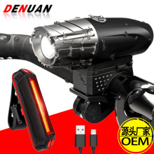 Đèn pha xe đạp nổi bật đèn pha xe đạp leo núi không thấm nước LED nổi bật cảnh báo đèn hậu đá quý Đèn pha sạc USB Đèn xe đạp