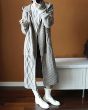 2019 Châu Âu ga mùa thu và mùa đông phụ nữ trùm đầu dày đan áo len dài áo len mới lớn Áo len nữ