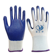Găng tay nhúng nylon nitrile trắng 13 kim của Xingda Găng tay cao su chống trượt màu xanh da trời Găng tay chống tĩnh điện