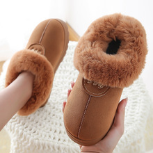 Túi có dép cotton nữ mùa đông hoang dã dày cộng với nhung nam trong nhà mang đôi giày cotton ấm áp Dép vải