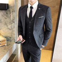 Bộ đồ vest nam ba mảnh phù hợp với giới trẻ Hàn Quốc đẹp trai Anh gió Slim phù hợp với chú rể chú rể váy cưới Bộ đồ